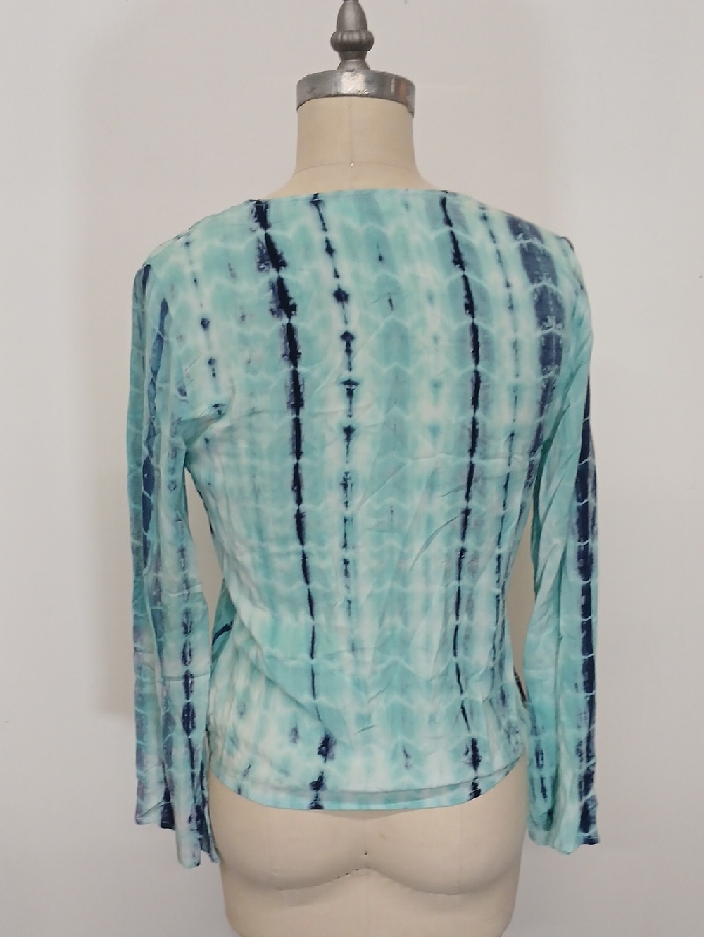 Lovestitch Women's Teal Tie-Dye Wrap Blouse / Small - Picture 4 of 7